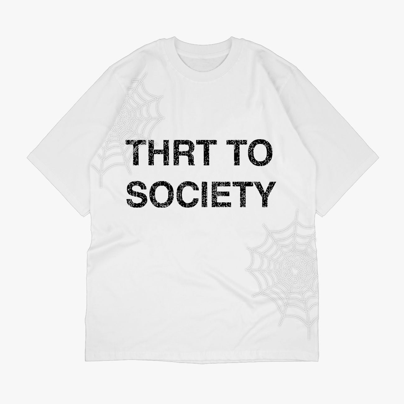 Heavy THRT TO SOCIETY Rhinestone TEE WHITE